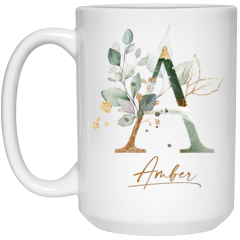 Botanica and Gold Herbs -- 15 oz. White Mug -- Amber