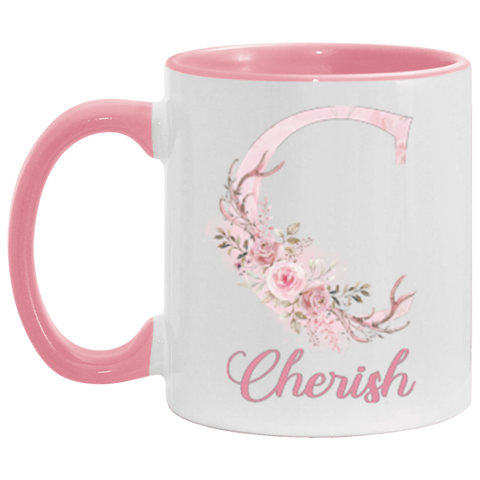 Deer Flower Mug -- Cherish -- Pink accent -- CC