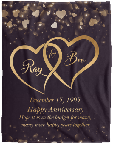 Two Hearts Blanket -- Cozy Plush Fleece  60x80 -- Ray & Bev