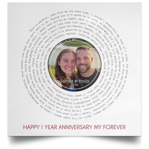 Song Record -- Poster 16''x16'' -- Garrett & Emily 07.30