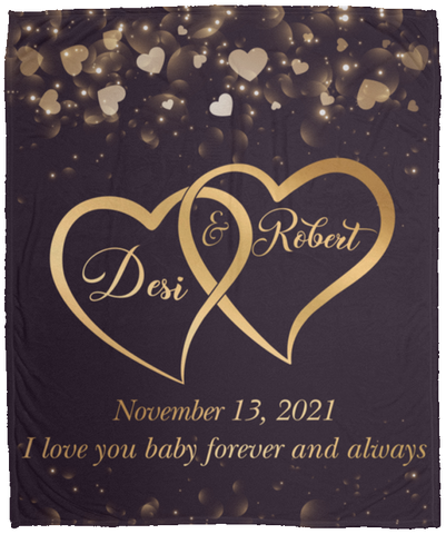 Two Hearts Blanket - Cozy Plush Fleece 50x60 -- Desi & Robert