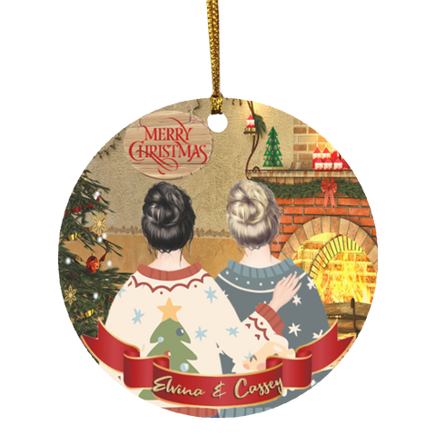 Personalized Christmas Ornaments(Best Friend Christmas) -- Circle -- Elvina & Cassey