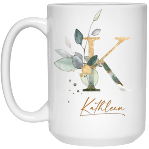 Botanica and Gold Herbs -- 15 oz. White Mug -- Kathleen