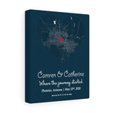 City Heart Map -- Canvas  8"x10" -- Camren & Catherine
