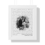 Lyrics -- Carissa & Alex Szumita February 12, 2022 -- white framed 11x14 -- Printify