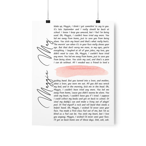 Printify Premium Matte 11x14 Poster - Maggie May - Font Title 1 - Font Lyrics 3