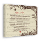 Lyrics Song -- Canvas 8"x10" -- You & Me (Dave Matthews Band)