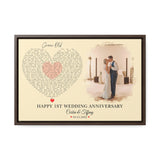 Printify Gallery Canvas Wraps Walnut Frame 18x12 - Grow Old Corbin & Tiffany - Happy 1st Wedding Anniversary
