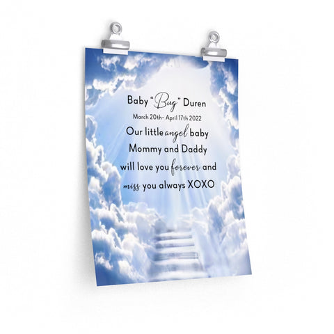 Print poster -- Baby “Bug” Duren March 20th -- 11x14 -- Printify