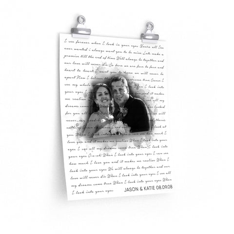 Song Lyrics --  Jason & Katie 08.09.08 -- 11x14 -- printify