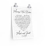 Lyrics Song -- poster/ 11''x14'' -- Mark and Janet  7/6/2002