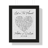 Lyrics -- Matthew & DaLinda 07/12/08 -- Black framed 11x14 -- Printify
