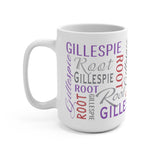 First Last Name Mug -- 15oz -- Purple/Pink -- Gillespie -- printify (spoke)