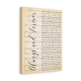 Music Lyrics Song -- Canvas 12"X16" -- Always and Forever