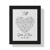 Lyrics -- Greta & Ron 06/18/1967 -- Black framed 11"x14" -- Printify