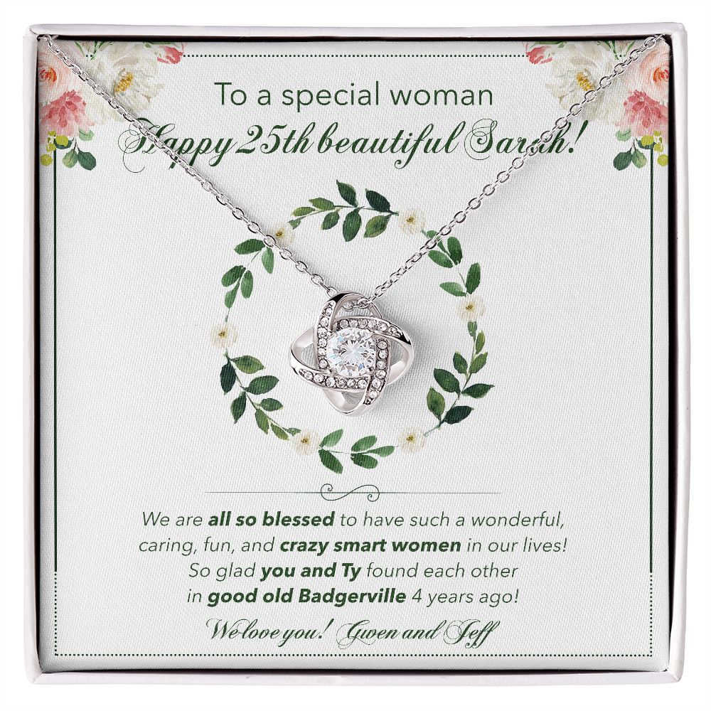 Her Birthday Love Knot Necklace -- Happy 25th beautiful Sarah!