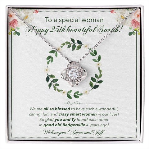 Her Birthday Love Knot Necklace -- Happy 25th beautiful Sarah!