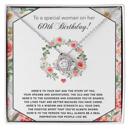 Love Knot Silver, 60th Birthday - 14K White