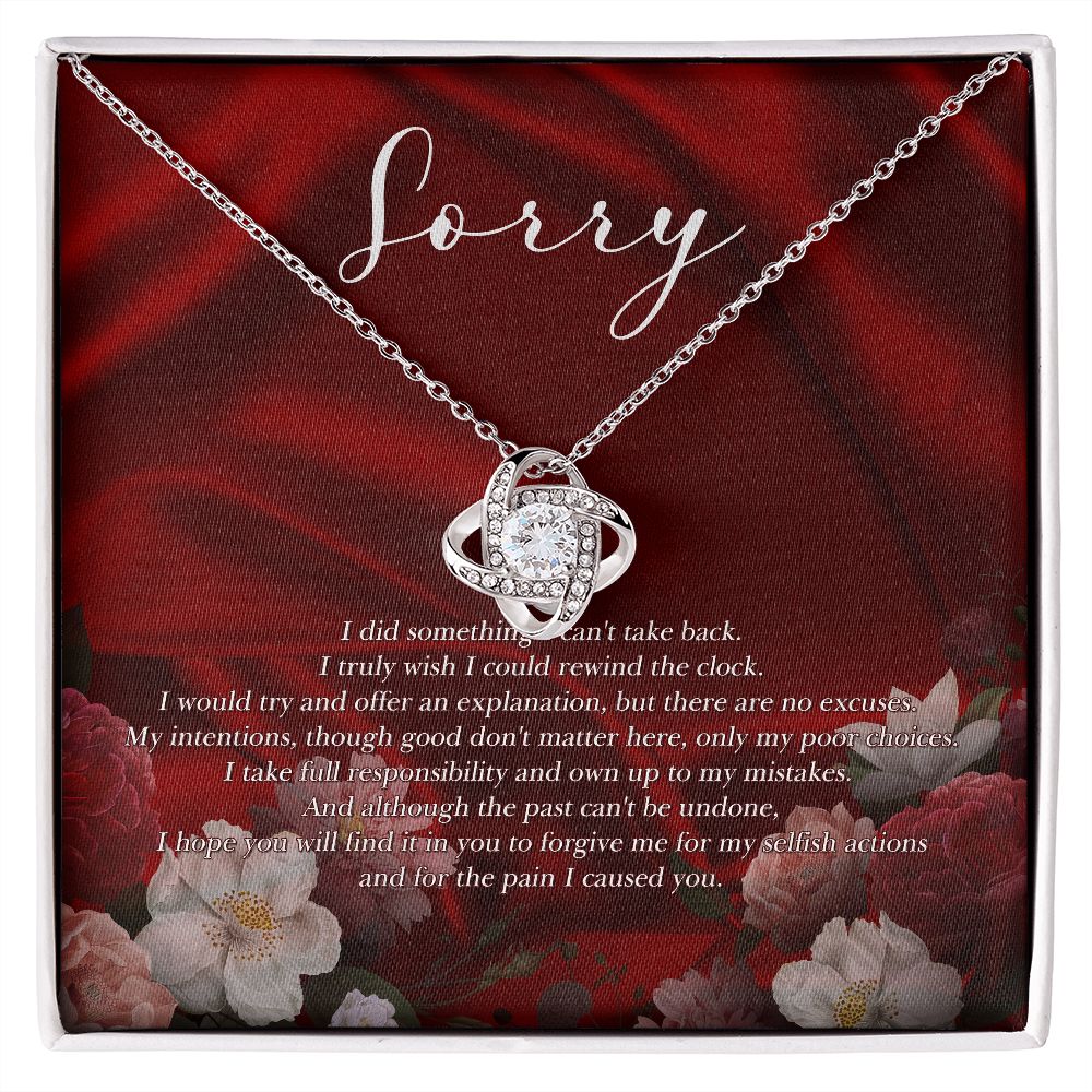 Love Knot Silver, I'm Sorry - I Did Something I Can't Take Back - White Gold 14K