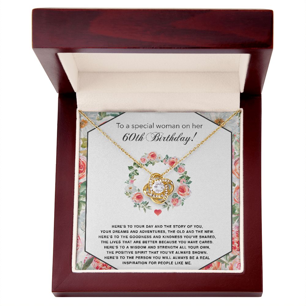 Love Knot Silver, 60th Birthday - 14K White