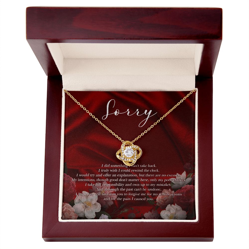 Love Knot Silver, I'm Sorry - I Did Something I Can't Take Back - White Gold 14K