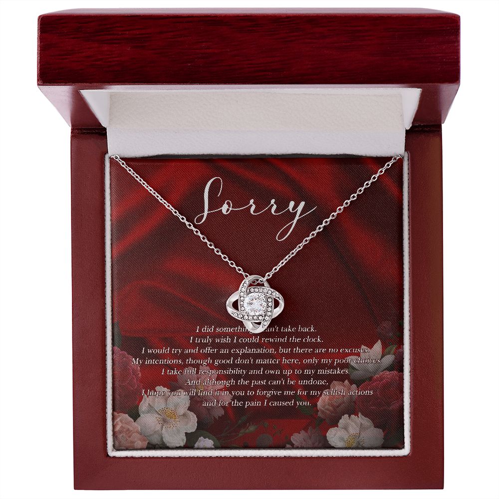 Love Knot Silver, I'm Sorry - I Did Something I Can't Take Back - White Gold 14K