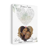 Lyrics -- Rachel & Brandon Happy 1 Year Anniversary 01.16.2021 -- Canvas 11x14 -- Printify