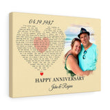 Lyrics -- John and Regina 04.19.1987 -- Canvas 12x16 -- Printify