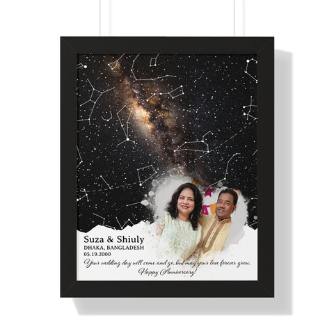Star map -- Suza & Shiuly 05-19-2000 -- Black framed 16x20 -- Printify