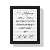 Lyrics Song -- Black Framed poster/ 12”x16” -- I LOVE YOU, MOM