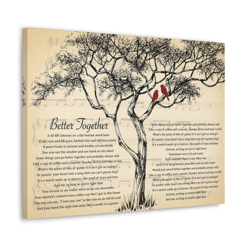 Canvas Gallery Wrap 24x18 Printify - Better Together - Vintage Red Birds & Tree