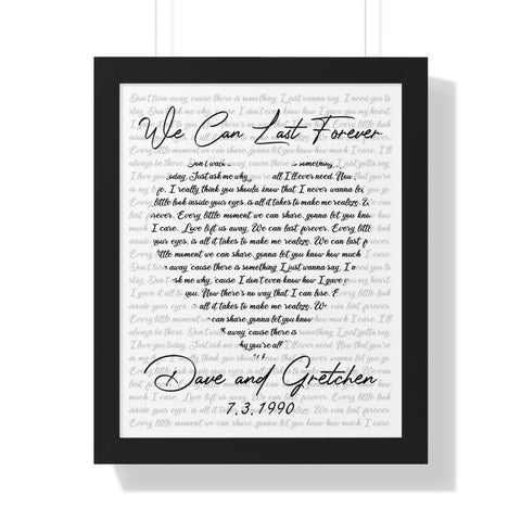 Dave and Gretchen 7/3/1990 - Framed 16x20 - Printify