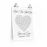 Lyrics Song -- poster/ 11''x14'' -- Jack and Susan September 5, 1987