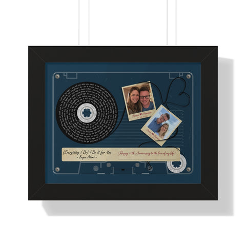 Cassettes-Tape Prints -- Black framed poster/ 11"x14" -- Brian & Summer 07.20.2002