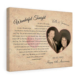 Lyrics -- Keith & Veronica 06-05-1992 -- Canvas 11x14 -- Printify