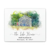 Printify Canvas Gallery Wraps 10x8 - The Lake House - House Watercolour Painting