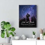 Star map --  Jake and Brooke Feb 12 21 -- Canvas 11x14 -- Printify