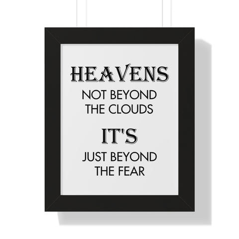 Print poster -- Heavens not beyond the clouds -- Black framed 11x14 -- Printify