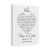 Music Lyrics Song -- Canvas 11"X14" -- Vivian and David