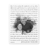 Lyrics Song -- Canvas 12"X16" -- Jon & Julie 08.26.1995