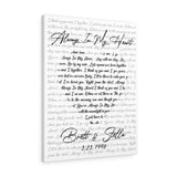 Lyrics -- Brett & Stella  3.23.1996 -- Canvas 24x30 -- Printify