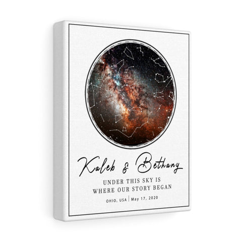 Constellation Stars Map -- Canvas 8"x10" -- Kaleb & Bethany