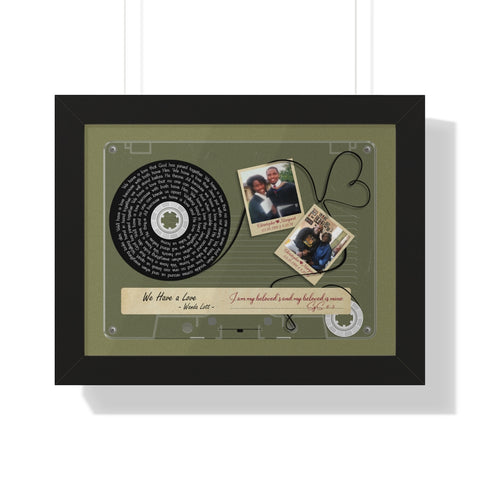 Cassette -- Christopher and Margaret 03-18-1991 & 8/18/91 -- Black framed 12x16 -- Printify