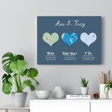 Met Engaged Married Map Poster -- Canvas 12"X16" -- Alex &Tracy