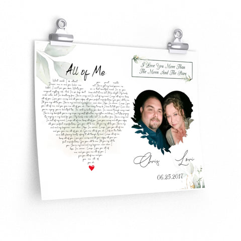 Lyrics -- Chris & Lori 06.25.2017 -- 11x14 -- Printify