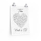 Lyrics Song -- poster/ 11''x14'' -- Nicole & CJ