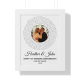 Lyrics Song -- White framed poster/ 11"x14" -- Heather and John