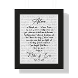 Music Lyrics Song -- Black framed 11"x14" -- Niki & Eric