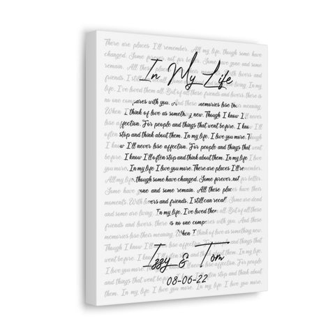 Canvas Gallery Wraps 11x14 Printify - In My Life - Izzy & Tom 08-06-22