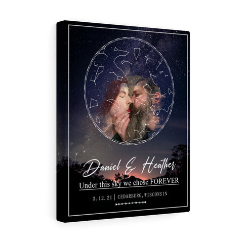 Star map -- Daniel & Heather 3/12/2021 -- Canvas 11x14 -- Printify